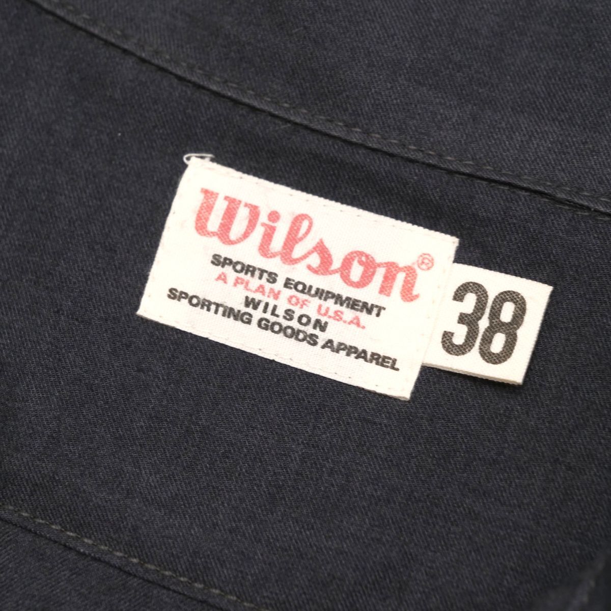 TG5875：ヴィンテージ*日本製*Wilson/ウィルソン*メンズ*ボーリングシャツ*半袖シャツ*チェーンステッチ装飾*38*グレー_画像7