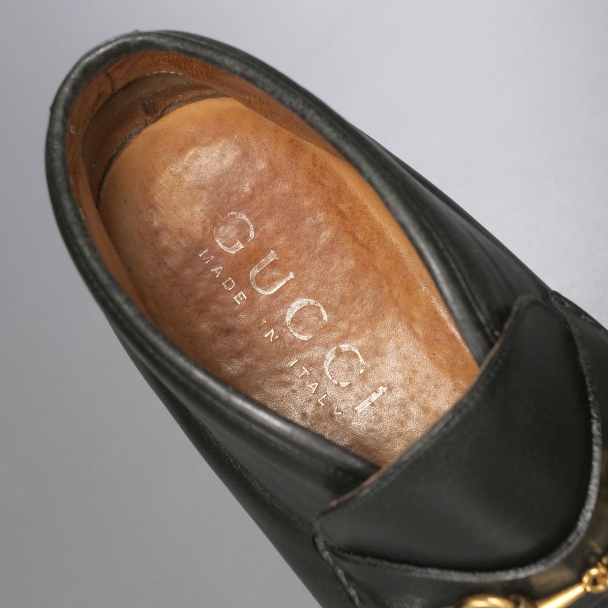 GP9629// Италия производства * Gucci /GUCCI* шланг bit / мокасины короткие сапоги / кожа ботинки / кожа обувь / чёрный / черный 