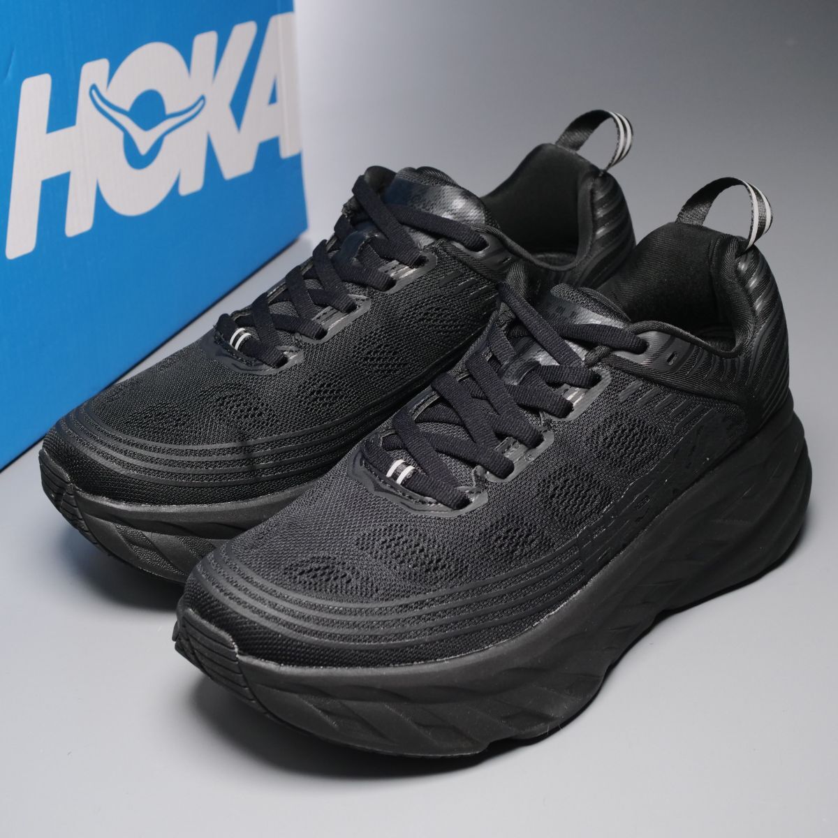 GP9582//未使用*ホカオネオネ/HOKA ONE ONE*ボンダイ6/BONDI 6/メンズUS8/スニーカー/ランニングシューズ/ローカット/靴/黒/ブラック_画像1