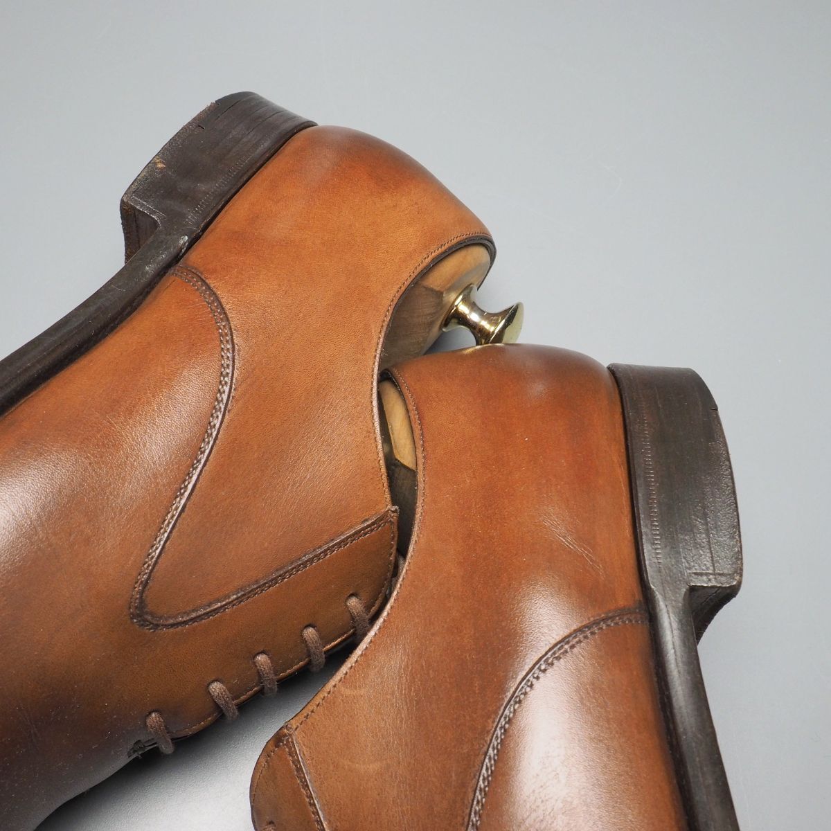 GP6375// Britain made * Edward Green /EDWARD GREEN*82 last / men's 5.5/6E/medali on plain tu/ leather shoes / leather shoes / tea / Brown 