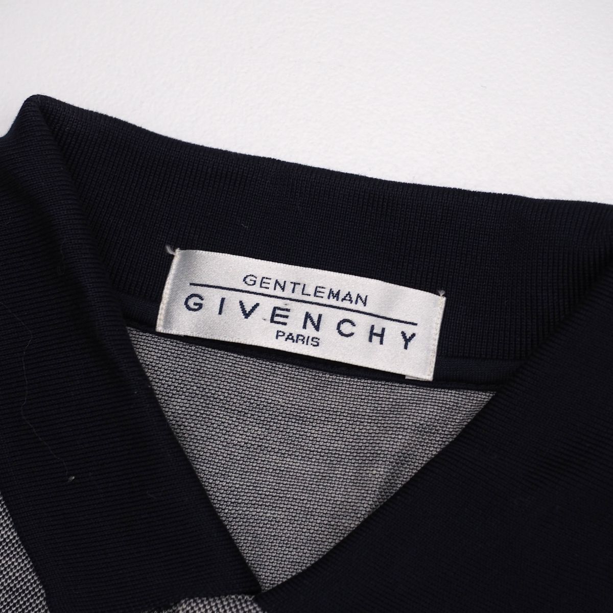 TH1377 イタリア製*GIVENCHY/ジバンシィ ヨット柄/半袖*ポロシャツ*鹿の子*ネイビー*総柄*メンズ*sizeL_画像4