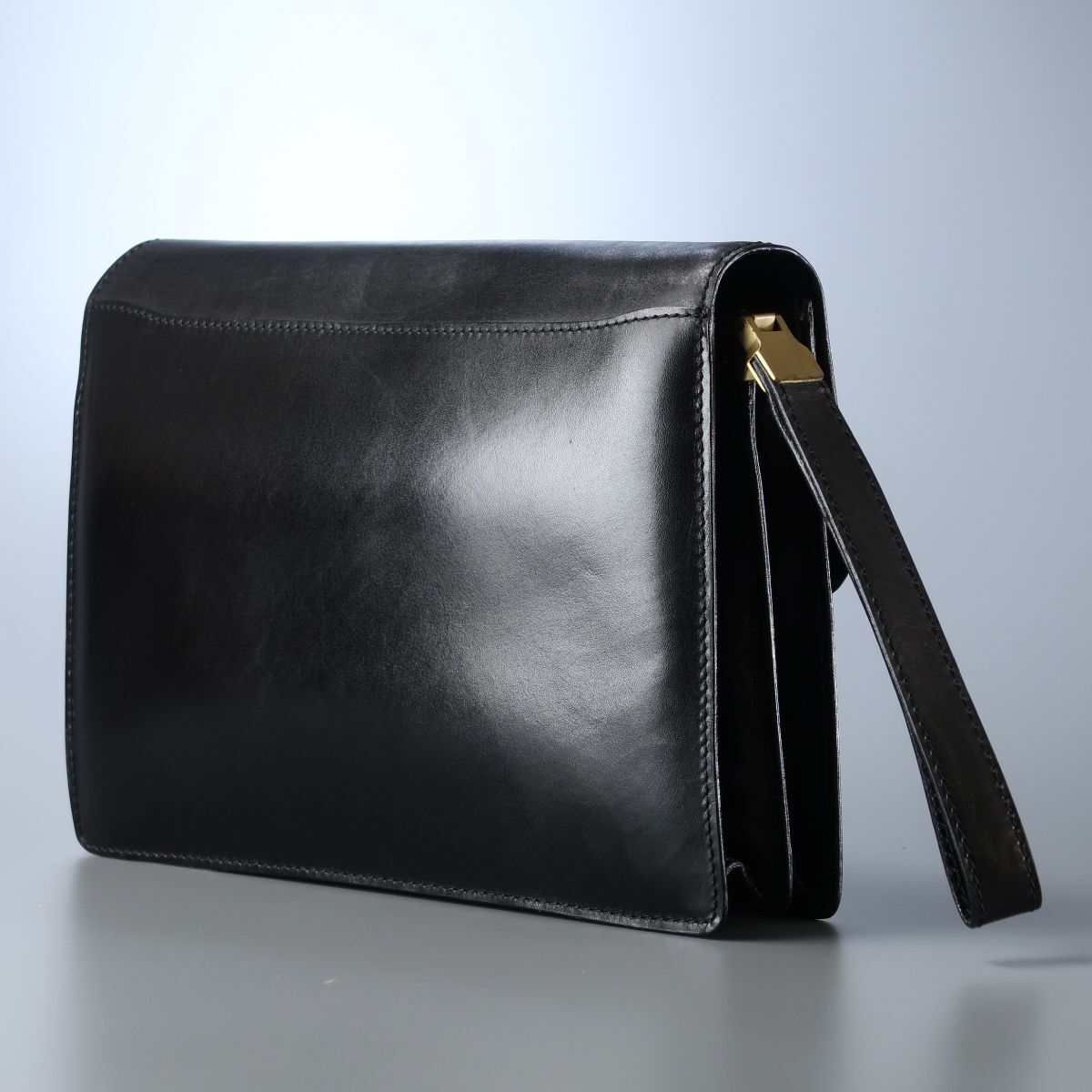 GP8174* Italy made MORESCHI leak ski original leather second bag clutch bag bag black 