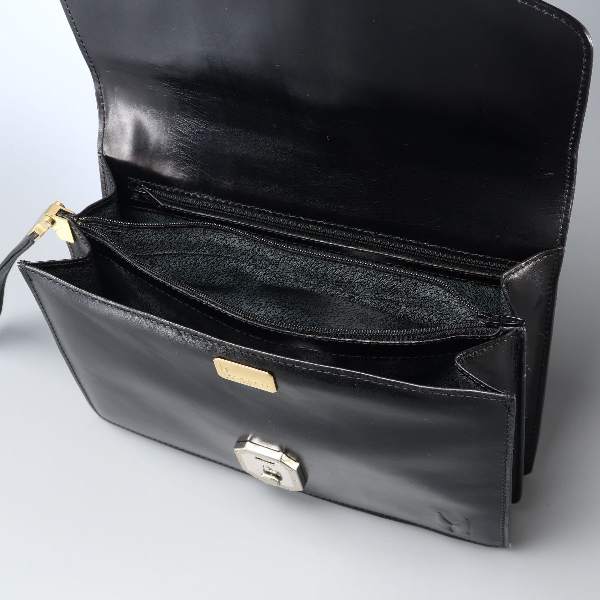 GP8174* Italy made MORESCHI leak ski original leather second bag clutch bag bag black 
