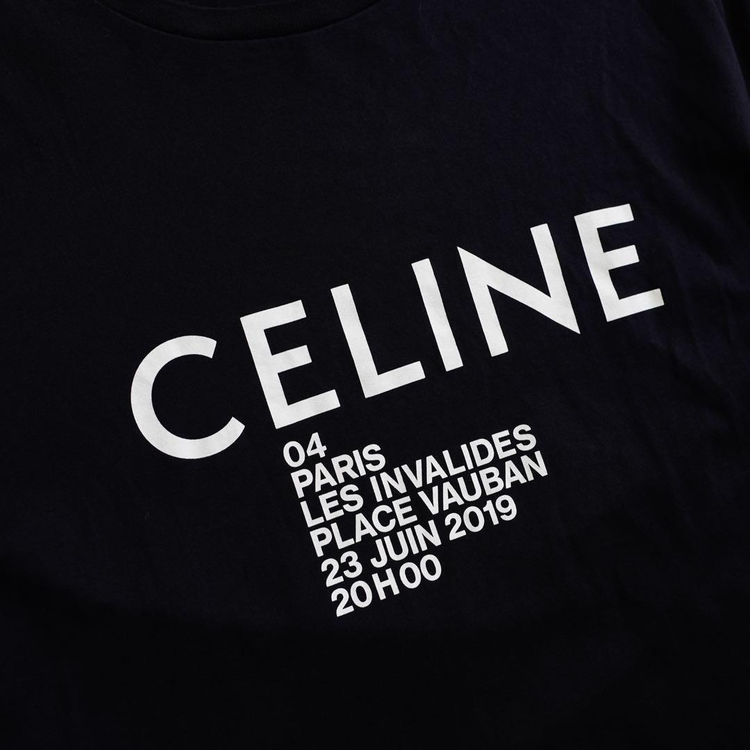美品 CELINE セリーヌ ロゴ Tシャツ 半袖 ロゴプリント クラシックロゴ コットン Classic Logo Tee 正規品 トップス XL 黒_画像5