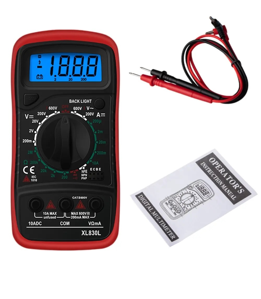  all-purpose multifunction digital multi meter XL830L red color digital tester AC/DC voltage DC electric current resistance backlight attaching 