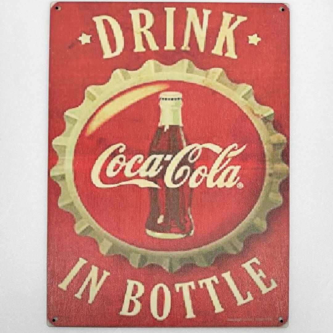 (84) コカ・コーラ Coca-Cola ベニヤ 看板 プレート レトロ_画像1