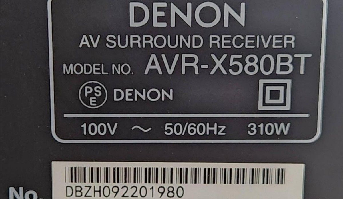 Denon 5.2ch AVサラウンドレシーバー AVR-X580BT 8K Ultra HD HDR10+ eARC対応