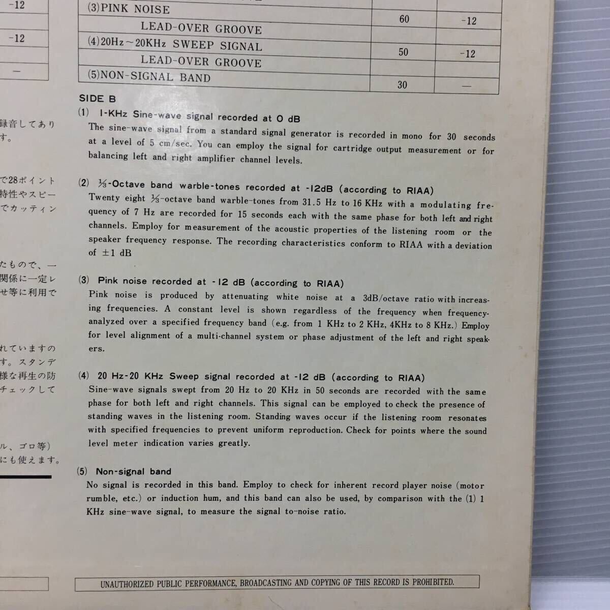 STEREO SYSTEM ALIGNMENT TEST PATTERN オーディオチェック　テストパターン 日本ビクター JVC LPレコード_画像9