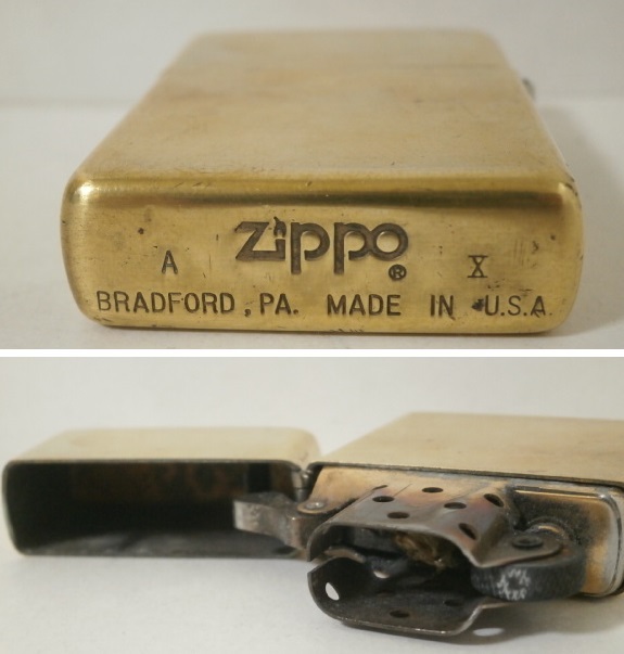 1994年製 ZIPPO SOLID BRASS 無地 シンプル 金色 ケース付き 90s Vintage ソリッドブラスの画像3
