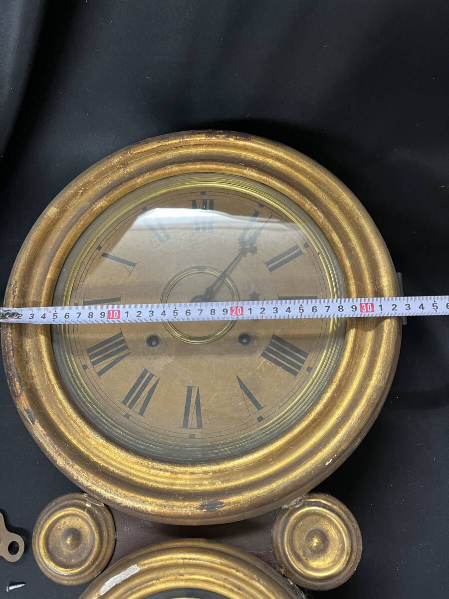 イングラハム製 金だるま 四つ丸時計　柱時計　アンティーク　レトロ　インテリア　木製　古民家　ヴィンテージ　現状品