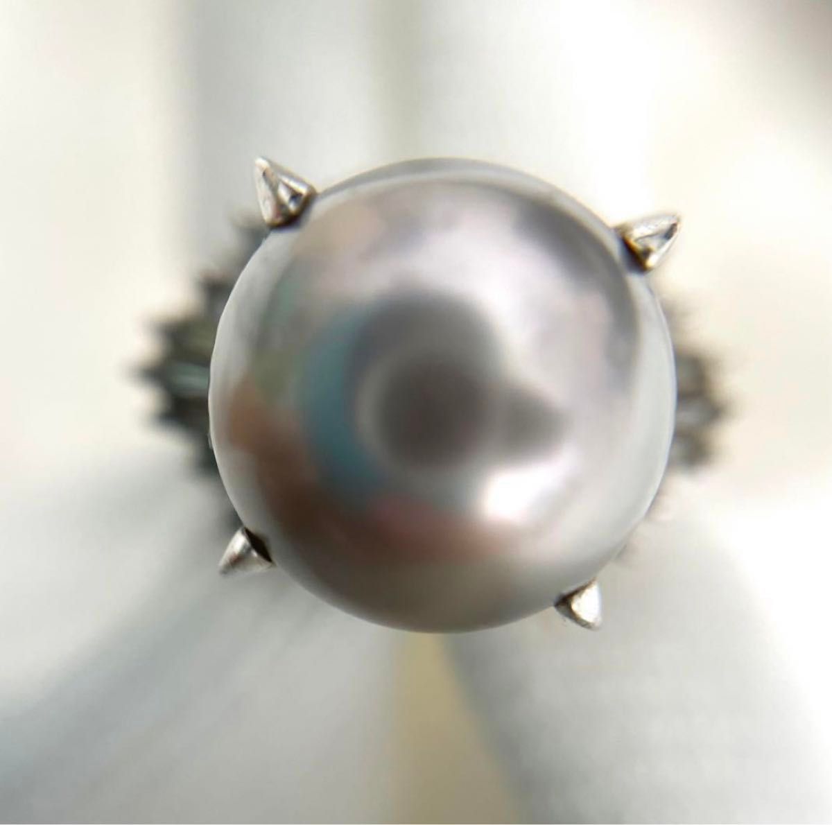 美品 リング 指輪 プラチナ Pt900  ブラックパール　ダイヤモンド　リング
