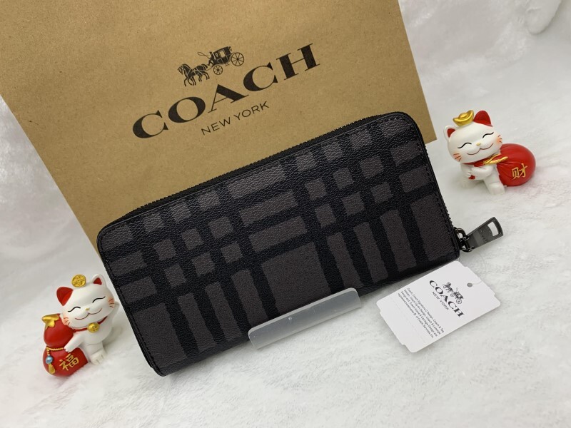 コーチ 長財布 COACH 財布 グラファイト/グレー/ブラック 黒 チェック アコーディオン ウォレット プレゼント 新品 未使用 F22533 A198_画像4