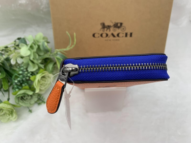 COACH コーチ 長財布 財布 ロゴ オレンジ 青 ブルー レディース プレゼント ギフト ロング ジップ 新品 未使用 ファッション C6699 A078Z_画像6