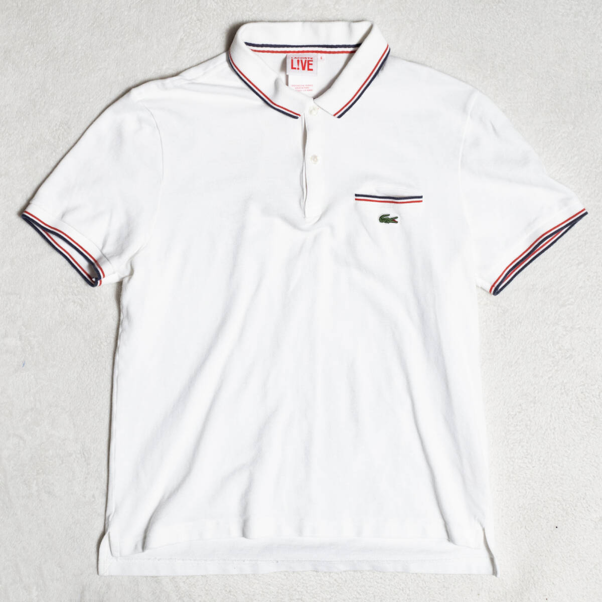 送ネコポス230円可◎LACOSTE 半袖 ポロシャツ メンズ メンズ S ラコステ ホワイト 春夏_画像1