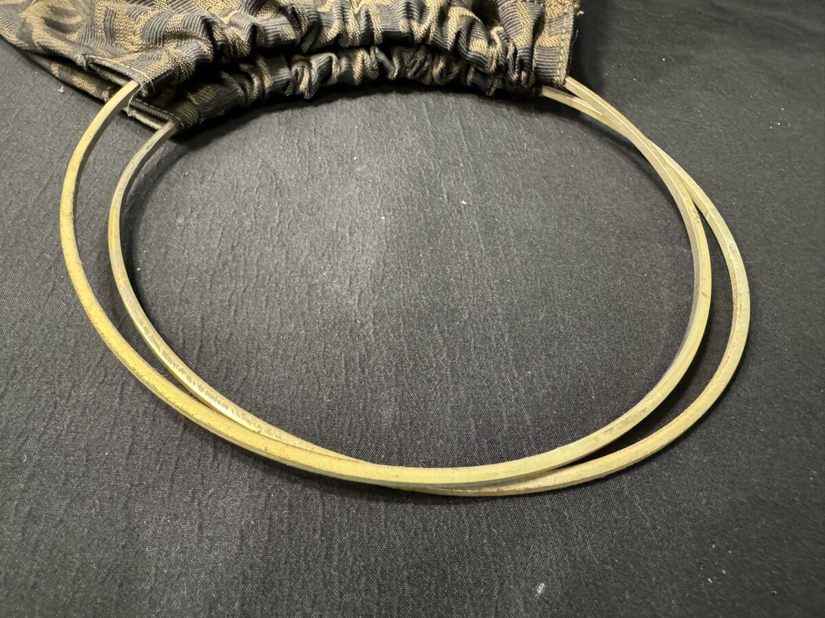 FENDI Fendi handbag nylon canvas khaki black Zucca pattern silver metal fittings metal steering wheel 0519-118(8)
