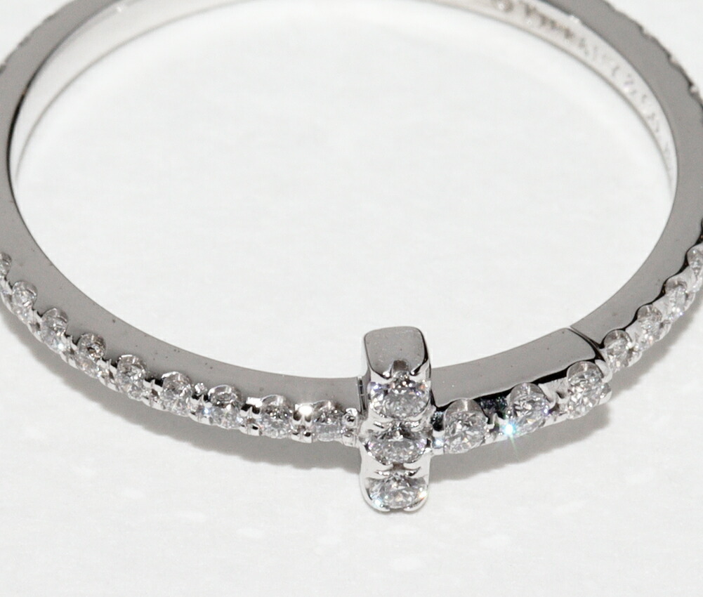  Tiffany ring K18WG diamond 0.20ct T wire full Circle ring 
