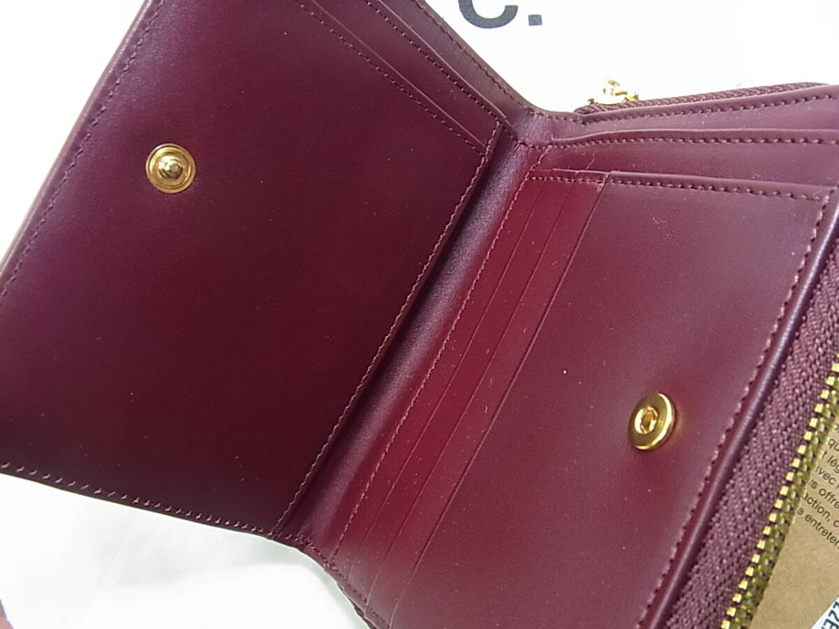  regular goods as good as new A.P.C. APC A.P.C. leather 2. folding Zip purse bordeaux 