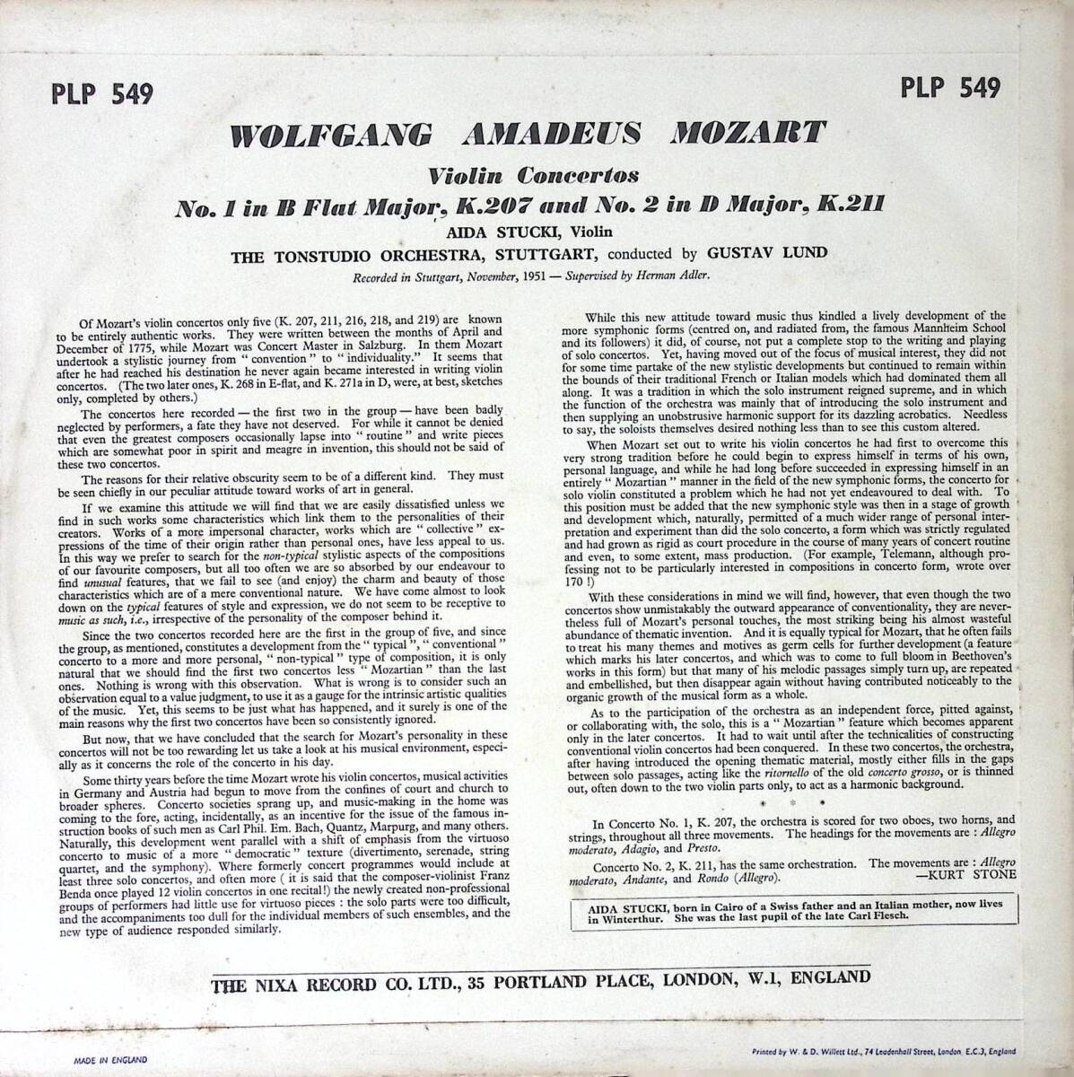 [ rare ]... sieve name flower shutukimo-tsu Alto va Io Lynn concerto no. 1 number K207 no. 2 number K211 britain NIXA( britain Decca Press ) most the first period extremely thick record WLP549