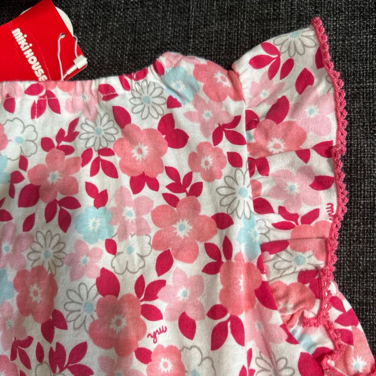 タグ付き　未使用品　MIKIHOUSE  ミキハウス　花柄　ピンク　半袖ワンピース　80サイズ 