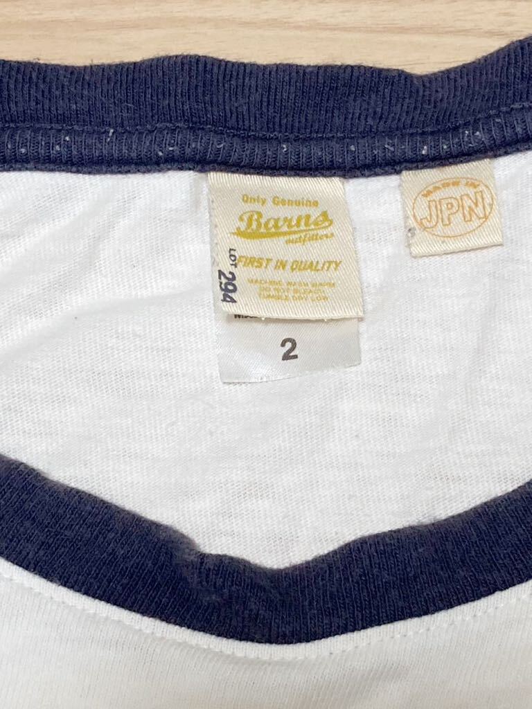 DISNEY ディズニー ミッキーマウス 半袖Tシャツ リンガー BARNS outfitter バーンズアウトフィッター サイズ2 Ｌ相当の画像3