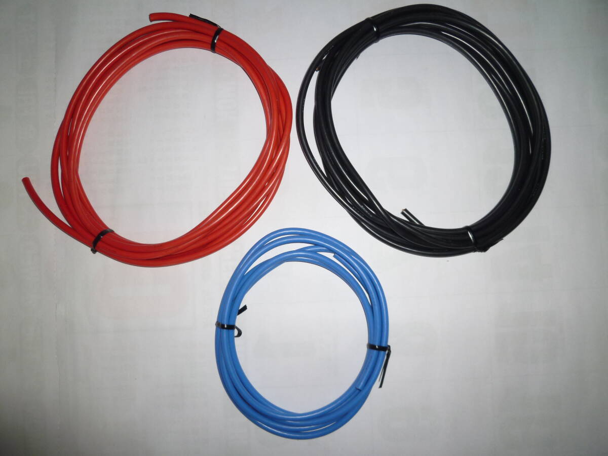 シリコンコード５．５SQ（１０AWG相当品？）赤、黒、青（３色）セットの画像1