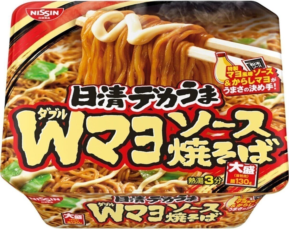 ○ 日清食品 デカうま Wマヨ ソース焼そば 153g × 12個_画像1