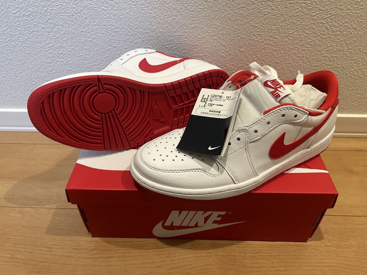 新品 未使用 正規品 26.5cm ナイキ エア ジョーダン レトロ 赤 白 White UNIVERSITY Red NIKE AIR JORDAN 1 LOW OG CZ0790-161 スニーカー_画像1