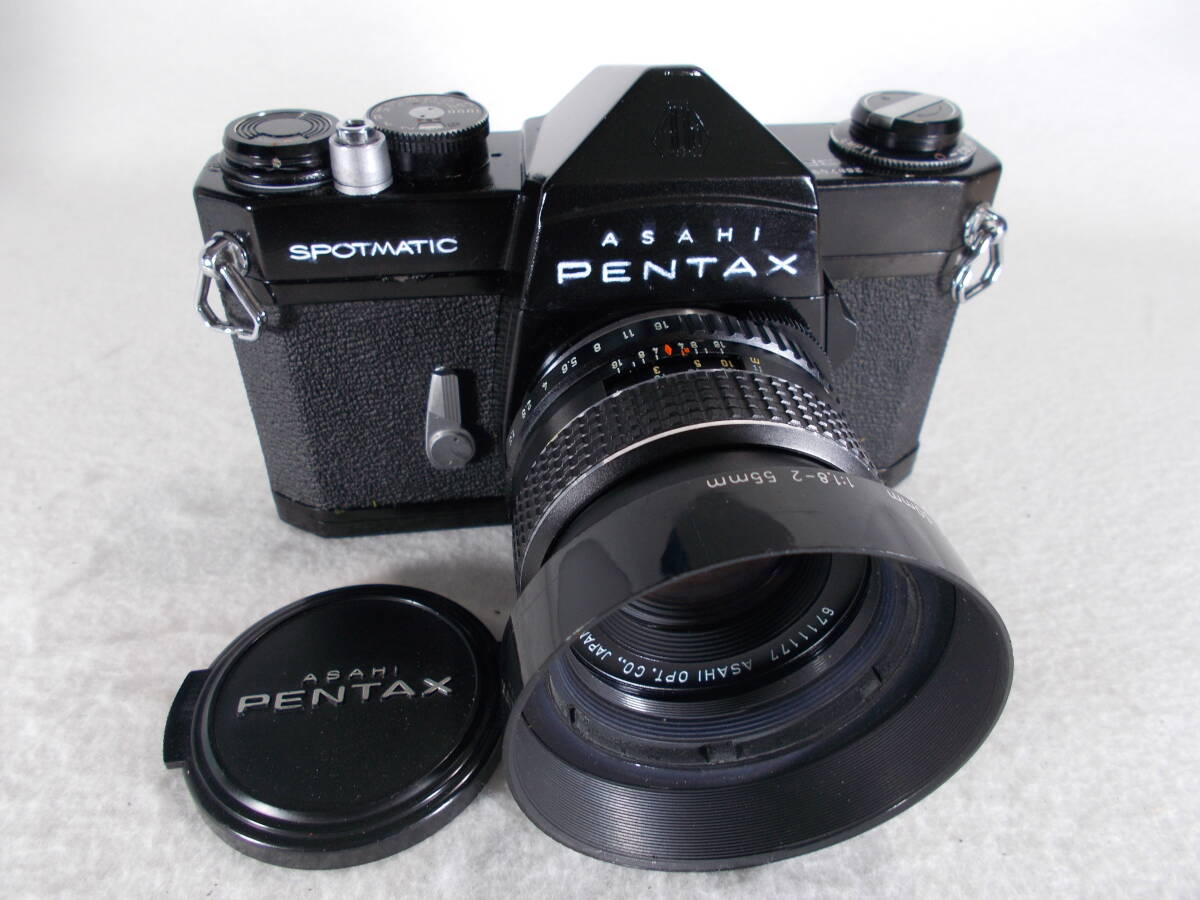 フィルムカメラ 整備済 完動品　Pentax SP + レンズ f1.8　55mm　A793