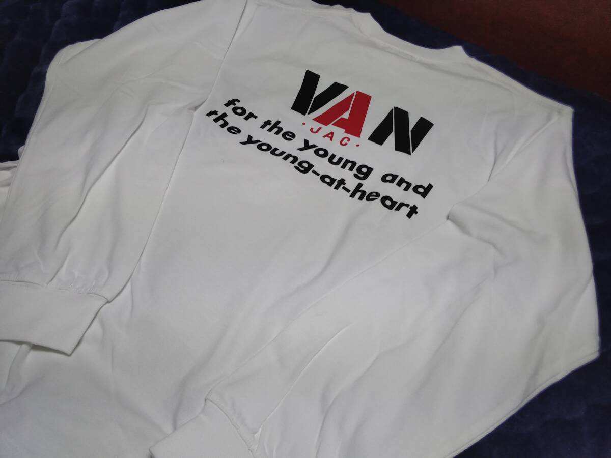 VAN JAC 　　長袖VANロゴプリントTシャツ　ホワイト　LL　　新品未使用　アイビー トラディショナル_画像3