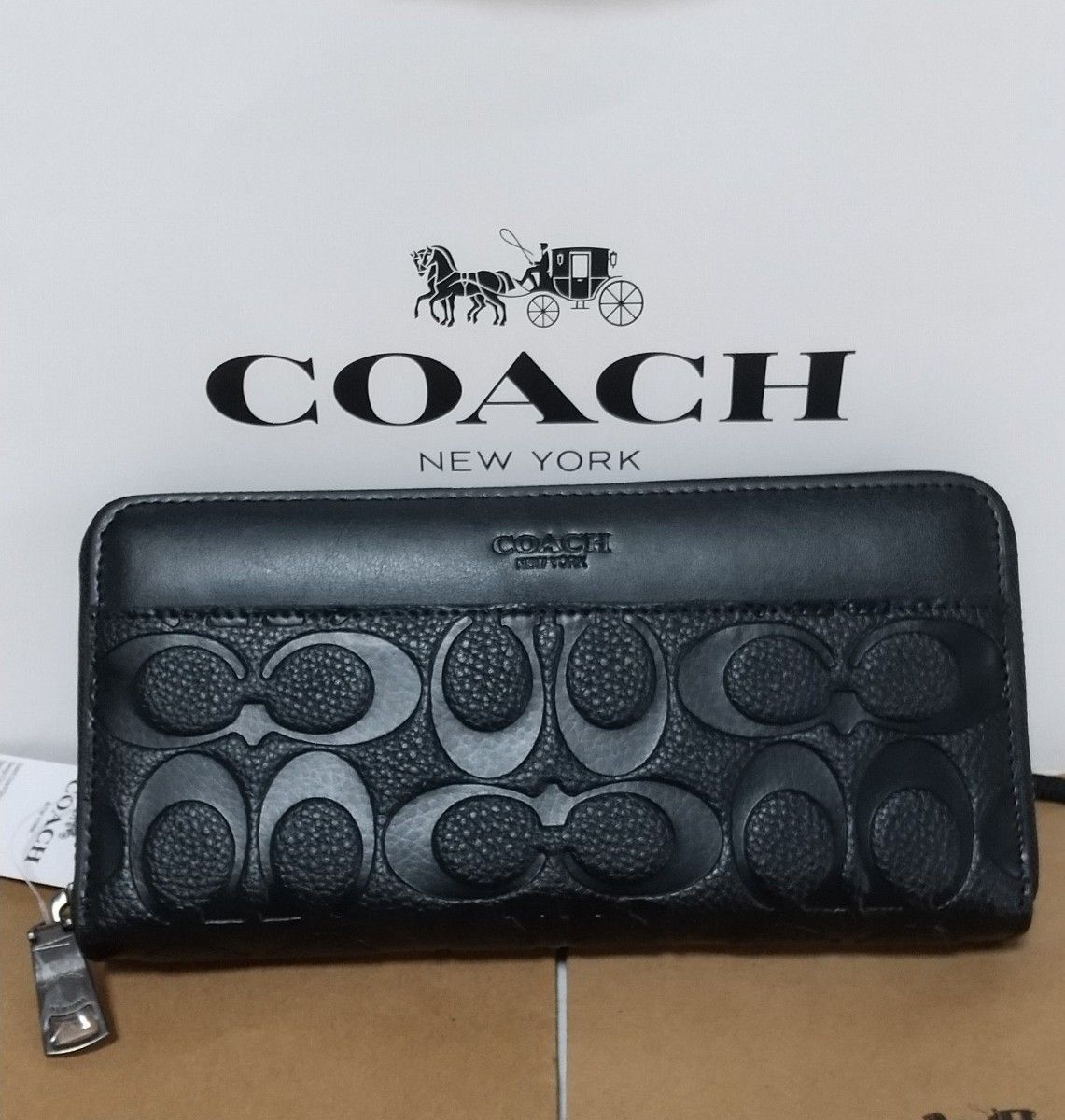 COACH 長財布 型押し ブラック