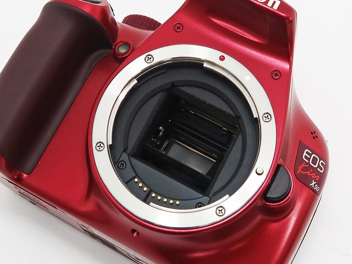 ◇【Canon キヤノン】EOS Kiss X50 EF-S 18-55 IS II レンズキット デジタル一眼カメラ レッド_画像4