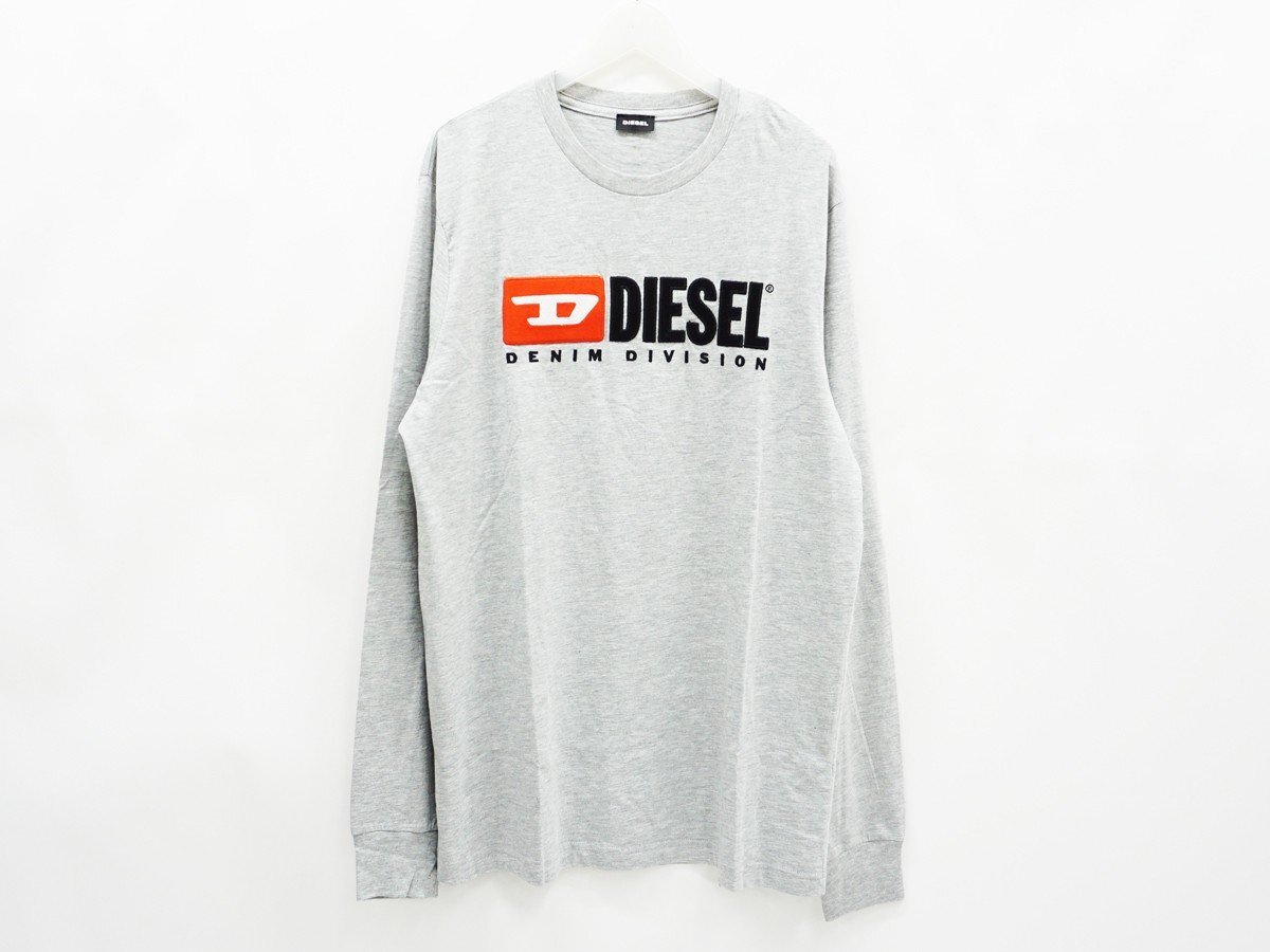 ◇【DIESEL ディーゼル】ロゴ 長袖Tシャツ グレー XL_画像1