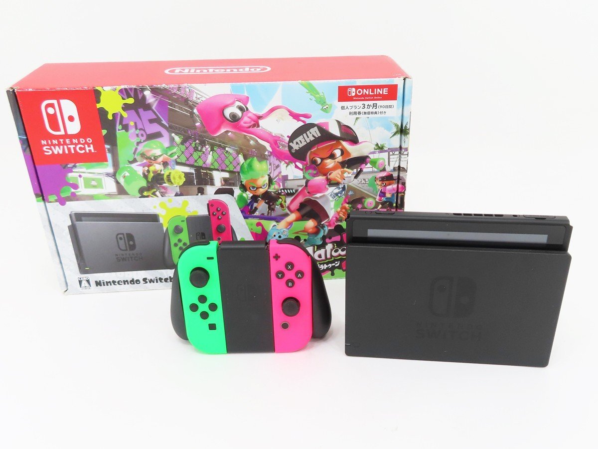 ○【任天堂】NintendoSwitch/ニンテンドースイッチ本体 スプラトゥーン2 セット HAC-S-KACEK ネオングリーン/ネオンピンク_画像1