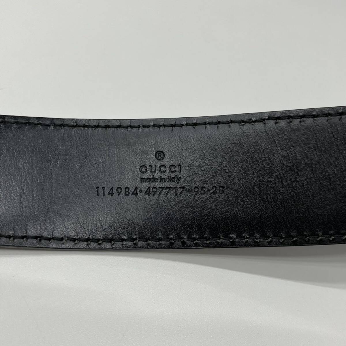 B5141【中古品】/ GUCCI 114984 95 38インターロッキングG レザー ベルト ブラック グッチ _画像3