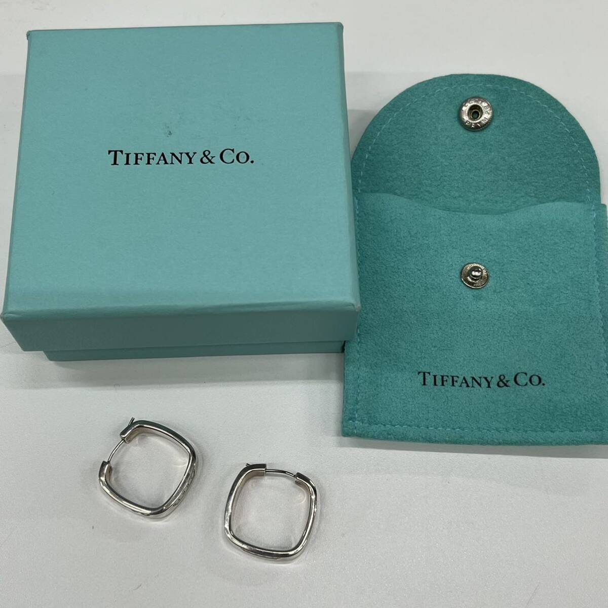 B5167【中古品】/ ティファニー ナロー シルバー ピアス スクエア Tiffany Co アクセサリー _画像4