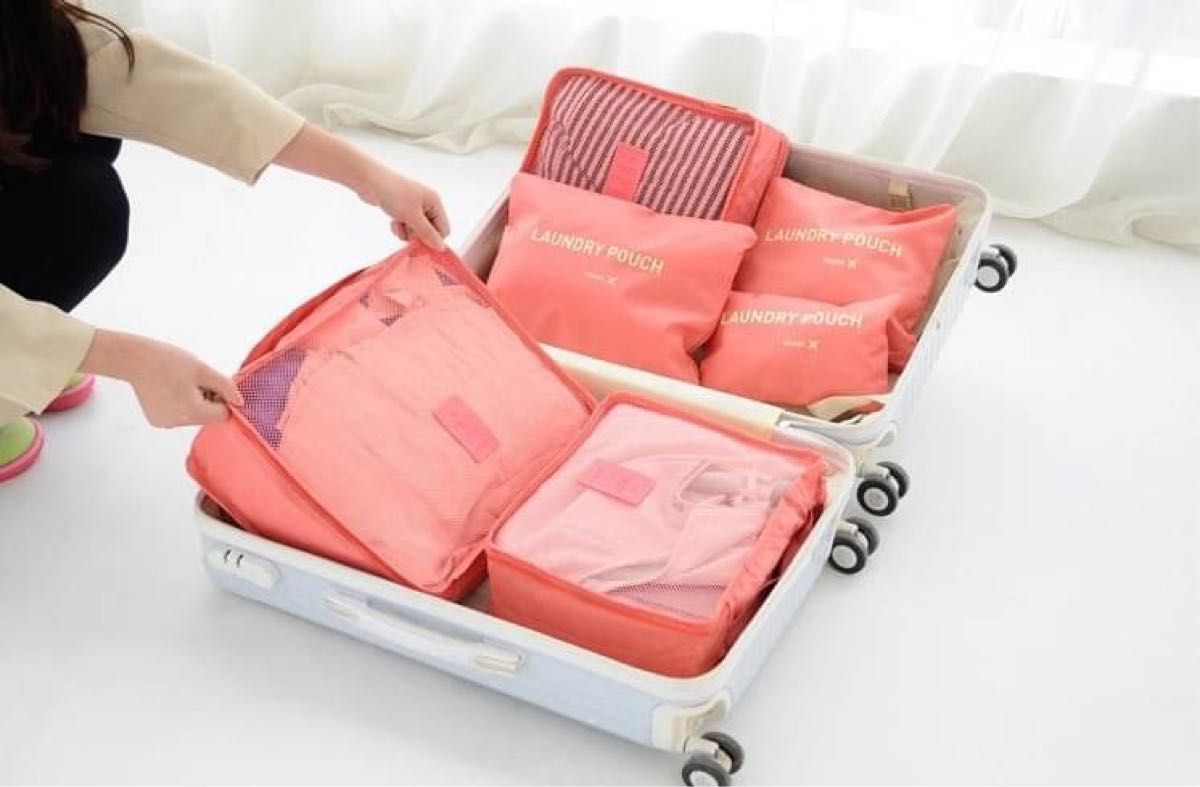 トラベルポーチ　収納 大容量　旅行　スーツケース　圧縮　出張　出産準備　セット  ネイビー 衣類 収納ケース