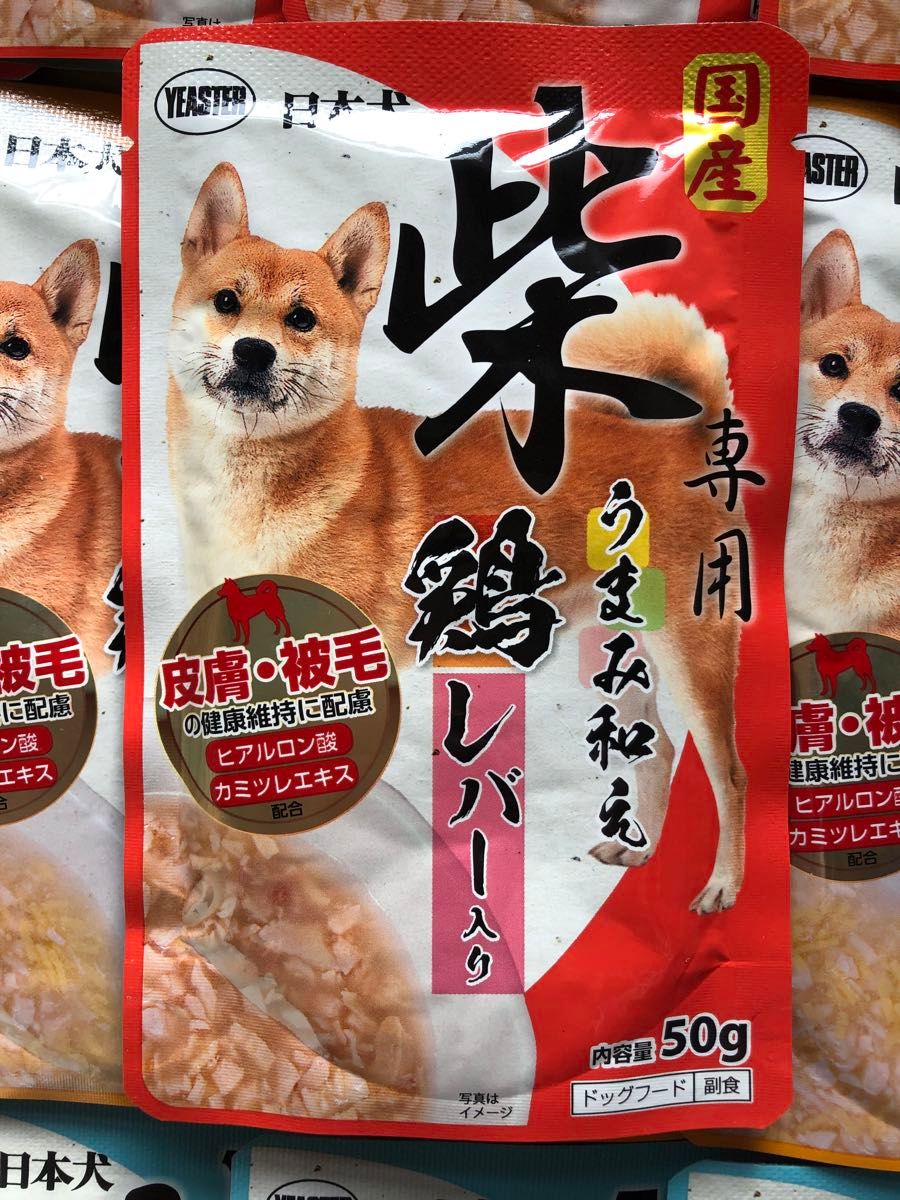 訳あり！期限切迫パウチ24袋「イースター 国産 日本犬 柴専用 うまみ和え 50g」鶏レバー/錦糸卵/まぐろ いりこ節 犬用一般食