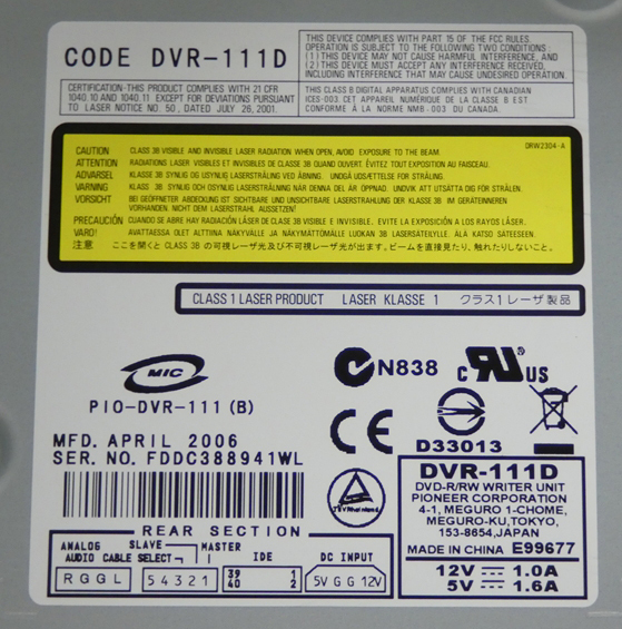 ■Pioneer ATAPI 内蔵DVDドライブ DVR-111D 2006年 DVD-R/RW WRITER UNIT_画像3
