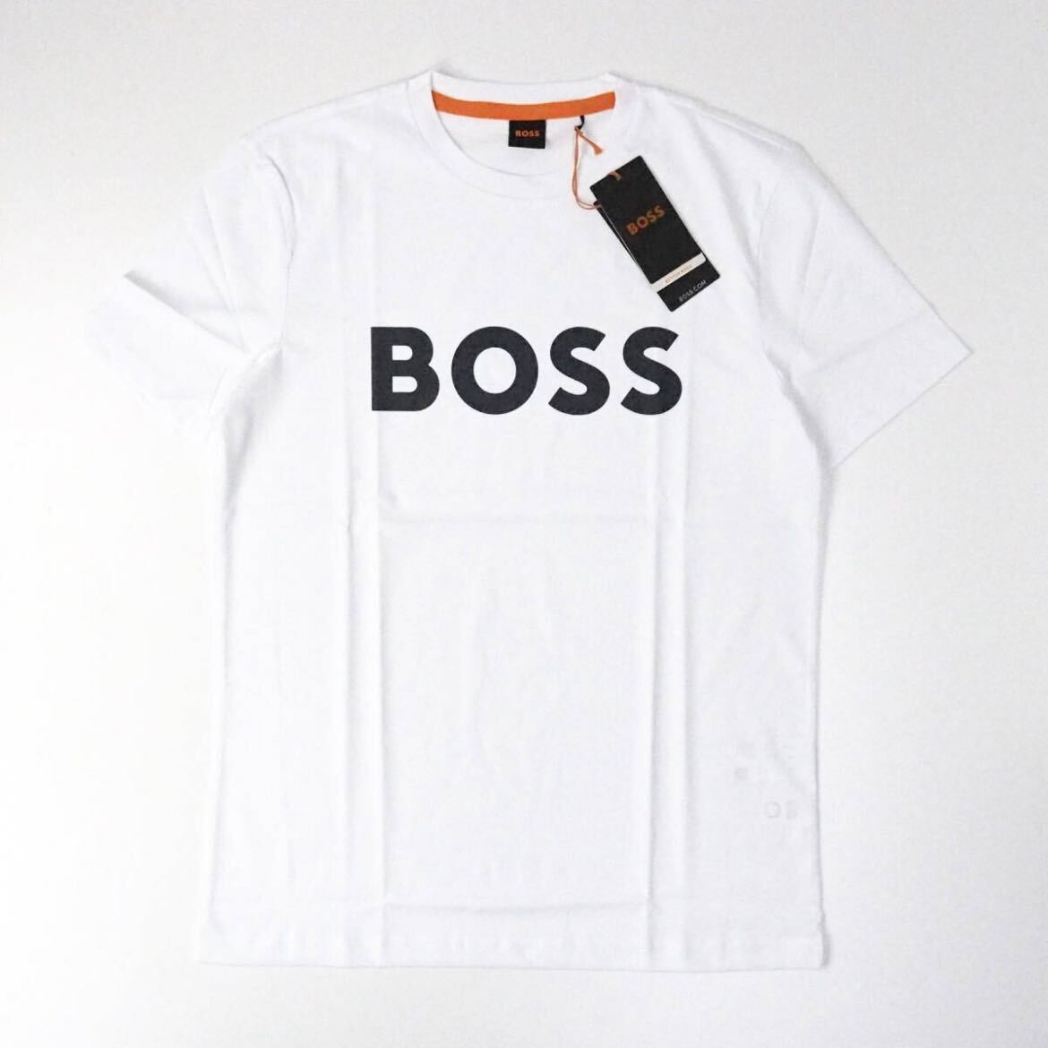 HUGO BOSS ORENGE ヒューゴボス オレンジ 半袖 Tシャツ メンズ ロゴT コットン クルーネック リラックスフィット L ホワイト 海外限定 白_画像6