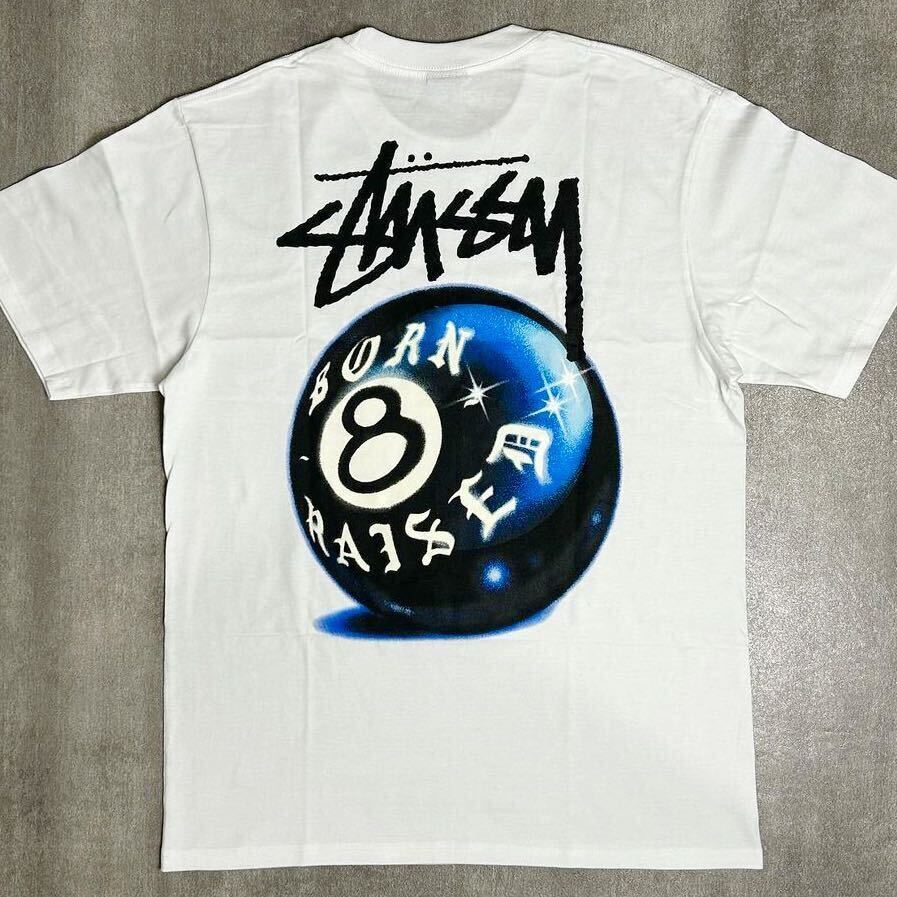 STUSSY ステューシー STUSSY & BORN X RAISED 8 BALL TEE ボーン X レイズド X 8 ボール Tシャツ 半袖 ホワイト XL メンズ レディース