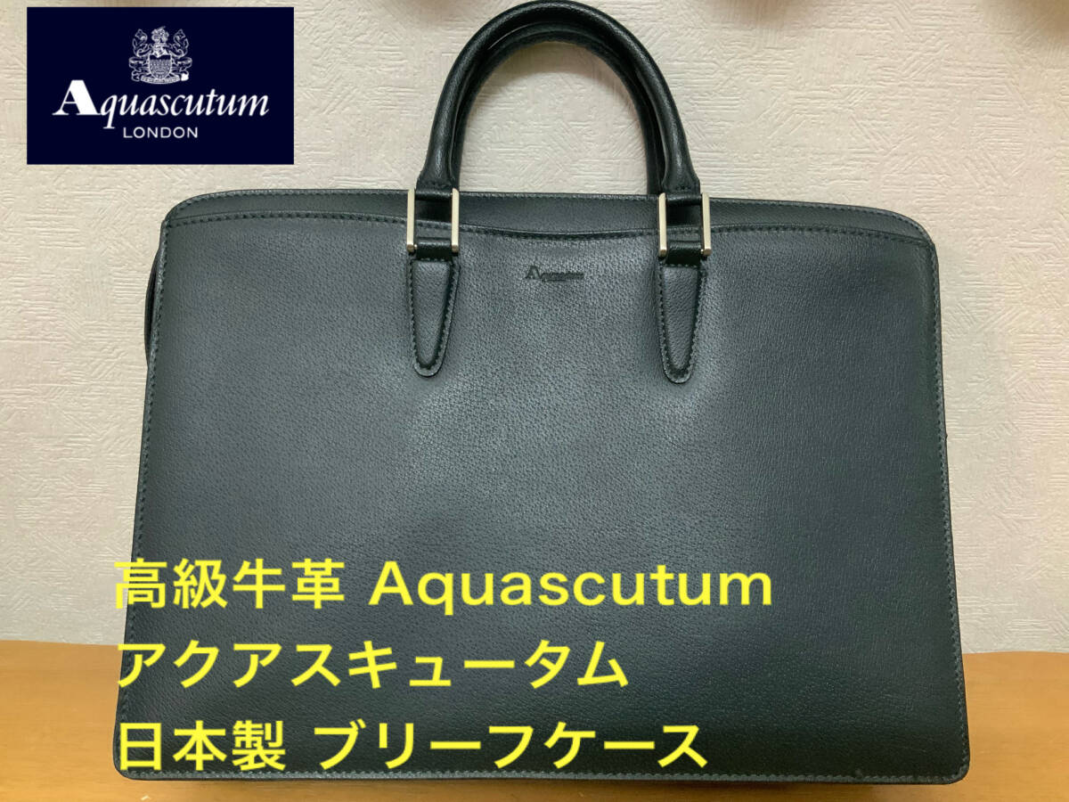 美品 高級牛革 ダークグリーン Aquascutum アクアスキュータム 美品 高級牛革 ダークグリーン Aquascutum アクアスキュータム