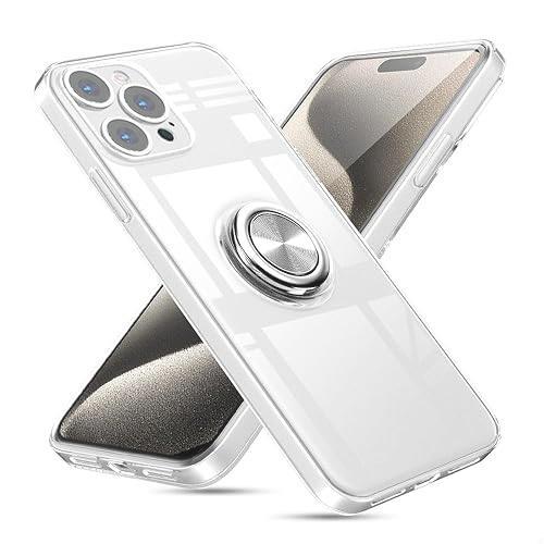 ●新品特価● iPhone 15 Pro Max 用 ケース リング クリア アイフォン 15 Pro Max 透明 ケース リング付き スタンド機能 薄型 耐衝撃_画像1