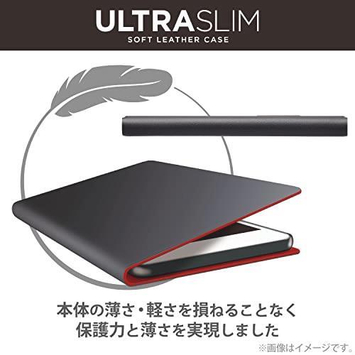 お得 エレコム かんたんスマホ3 ケース カバー 手帳型 革 レザー 薄型 マグネットフラップ ブラック PM-K222PLFUBK 売り切れ御免_画像2