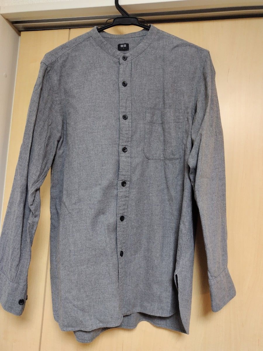 UNIQLO　ユニクロ　フランネルスタンドカラーシャツ（長袖） コットン100%　グレー　Ｓサイズ