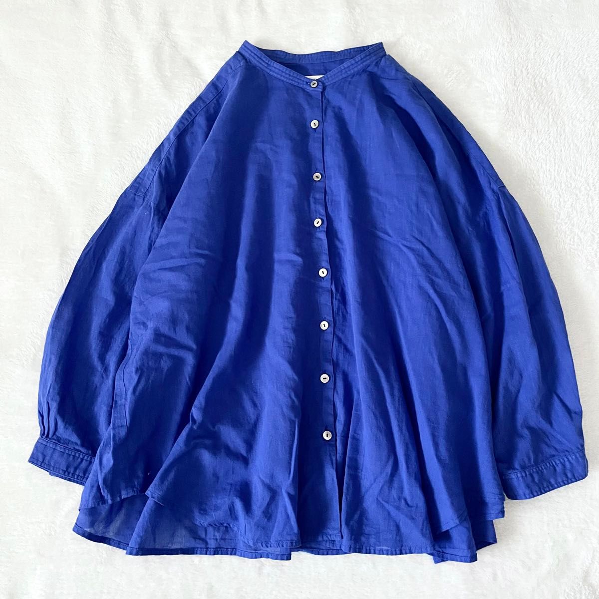 IKKUNA gathered blouse Ⅰ ギャザードブラウス　ブルー　青　イクナ　suzuki takayuki シャツ