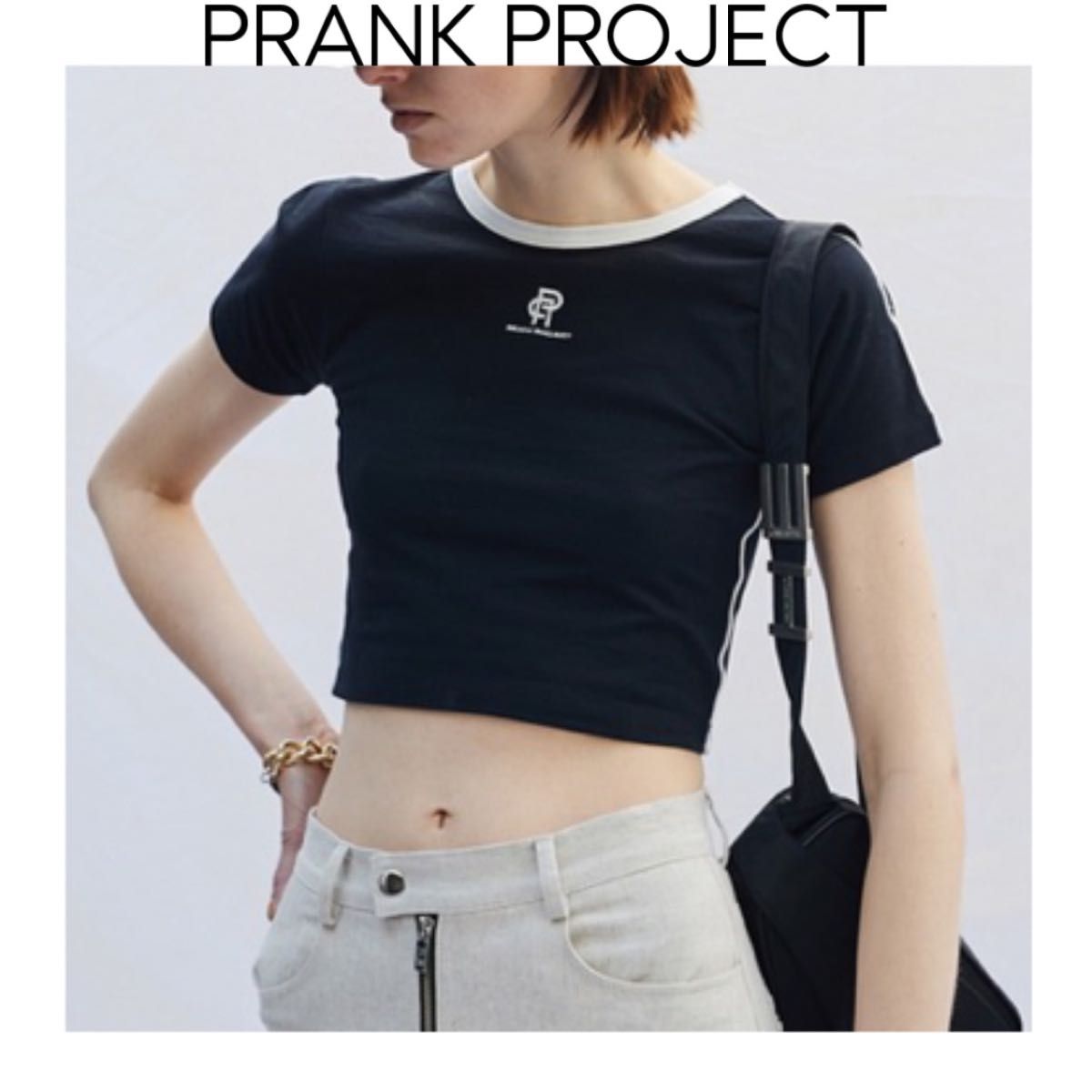 PRANK PROJECT クロップドライントップス　Cropped Line Tops ブラック　黒 半袖