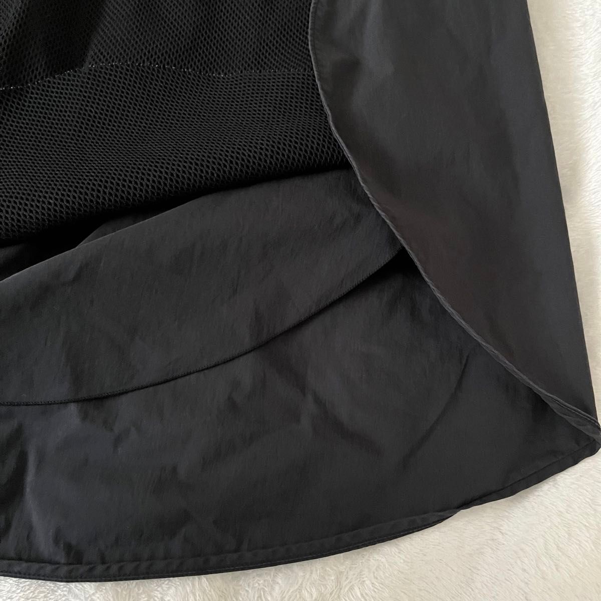 UN3D. サークルカットTシャツ　ブラック　アンスリード　半袖　ブラウス　レイヤード　ロング　コットン　綿　黒　メッシュ