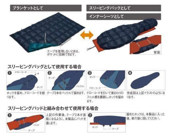 ◆キレイ目◆ mont-bell モンベル ダウンスリーピングラップ＃5　EX800 1121334 軽量 寝袋 コンパクト キャンプ 車中泊 防災 mc01066421_参考資料