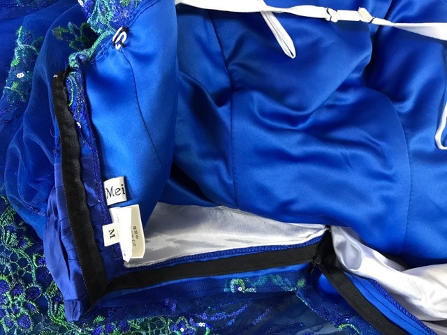e30053■Mei Mei ロングドレス 衣装 ブルー チュール スパンコール Mの画像5