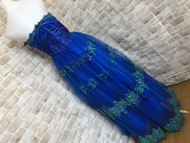 e30053■Mei Mei ロングドレス 衣装 ブルー チュール スパンコール Mの画像4